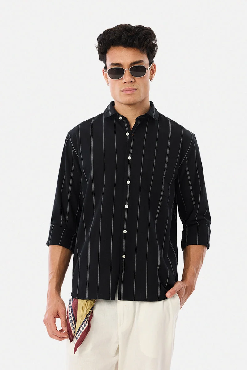 سنيتش Linen Blend Regular Fit Stripes Shirt